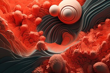Poster - Liquid shapes abstract holographic 3D wavy background, AI generated.