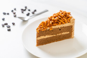 Wall Mural - coffee almonds cake on plate