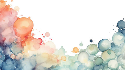 Wall Mural - a cluster of floating abstract watercolor floating bubbles, isolated on a transparent background, generative ai