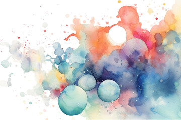 Wall Mural - a cluster of floating abstract watercolor floating bubbles, isolated on a transparent background, generative ai