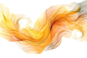 an ethereal blend of golden yellow and pastel orange abstract blooming shape, isolated on a transpar