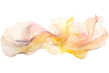 an ethereal blend of lemon yellow and pale pink abstract blooming shape, isolated on a transparent background, generative ai