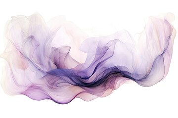 an ethereal blend of violet and lavender gray abstract blooming shape, isolated on a transparent background, generative ai