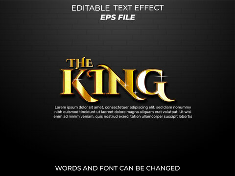 king text effect, font editable, typography, 3d text. vector template