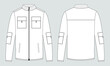 © ClothingArtStudio  - Long sleeve jacket with pocket and zipper technical fashion flat sketch vector illustration template front and back views. Fleece jersey sweatshirt jacket for men's and boys.