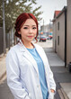 © Flash - asian woman researcher scientist wearing lab coat, Generative AI