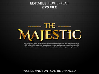 majestic text effect, font editable, typography, 3d text. vector template