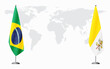 Brazil and Vatican flags for official meeting, vector