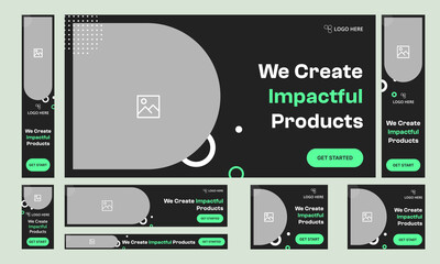 Wall Mural - Set of startup digital agency web banner template design for social media posts, web bundle banner template, fully customizable vector eps 10 file format