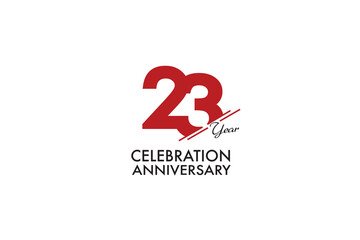 Wall Mural - 23rd, 23 years, 23 year anniversary with red color isolated on white background, vector design for celebration vector