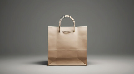 Wall Mural - Brown paper bag on gray background. 3d illustration. Mock up.