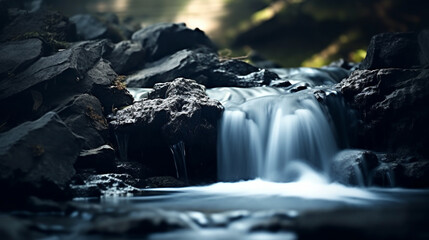 Poster - Waterfall in the forest with filter effect retro vintage style and soft focus