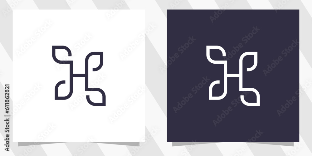 letter h with leaf logo design Stock Vector | Adobe Stock