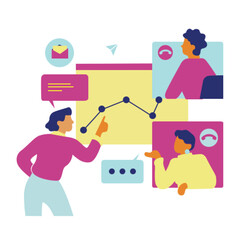 Teamwork success. Flat design business people concept. Vector illustration concept for web banner, business presentation, advertising material