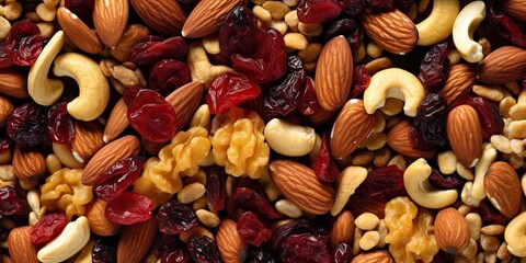 Unsalted Fruit & Nut Mix. Roasted Nuts, Cranberries, Raisins Combination, ai,