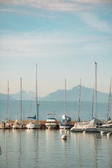 Wall Mural - white boats in the harbor