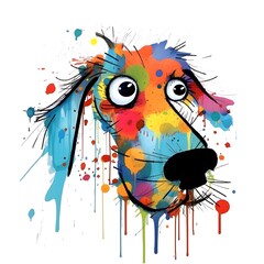 Wall Mural - Funny cartoon dog illustration, kids style drawing, ai generated