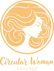 Wall Mural - A woman circle profile face hair salon hairdresser spa beauty or similar concept