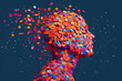 © HRTNT Media - Man Made of Confetti Exploding Off of His Head, Mental Health Concepts, Generative AI