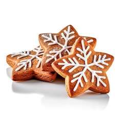 Wall Mural - Delicious Lebkuchen, ginger bread isolated on white background, generative AI

