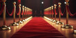 red carpet and velvet ropes on gala night. Generative AI