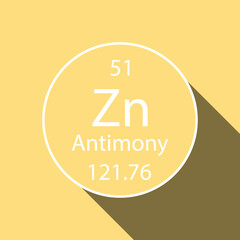 Wall Mural - Antimony symbol with long shadow design. Chemical element of the periodic table. Vector illustration.