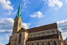 Facade Of Fraumunster Church In Zurich, Switzerland