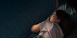 © mtrlin - Top view of young woman sleeping in her bed at night. Girl sleeping with closed eyes.