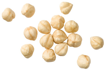Wall Mural - Hazelnuts isolated on the white background, top view.