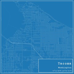  Blueprint US city map of Tacoma, Washington.