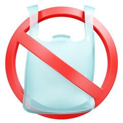 No plastic bag sign, 3d rendering illustration.