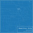 Blueprint US city map of Hamilton City, California.