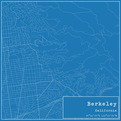 Blueprint US city map of Berkeley, California.