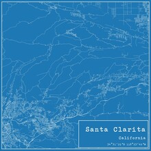 Blueprint US City Map Of Santa Clarita, California.