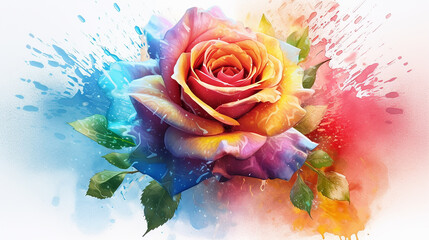 Wall Mural - multicolored roses gradient background is unusual. generative ai