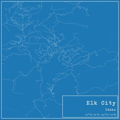  Blueprint US city map of Elk City, Idaho.