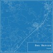 Blueprint US city map of San Marcos, Texas.