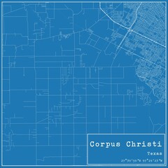 Blueprint US city map of Corpus Christi, Texas.