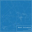 Blueprint US city map of West Columbia, Texas.