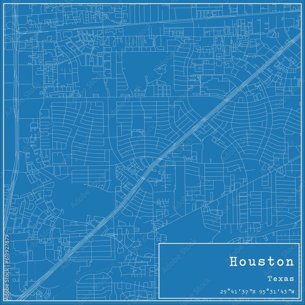 Blueprint US city map of Houston, Texas. Stock Photo | Adobe Stock