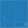 Blueprint US city map of May, Texas.