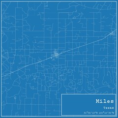  Blueprint US city map of Miles, Texas.