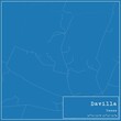 Blueprint US city map of Davilla, Texas.