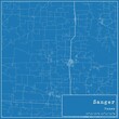 Blueprint US city map of Sanger, Texas.