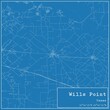 Blueprint US city map of Wills Point, Texas.