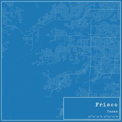 Sticker - Blueprint US city map of Frisco, Texas.