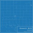 Blueprint US city map of Council Hill, Oklahoma.