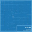Blueprint US city map of Ripley, Oklahoma.
