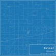 Blueprint US city map of Luther, Oklahoma.