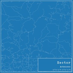 Blueprint US city map of Hector, Arkansas.